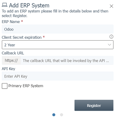 Заповнення форми для реєстрації ERP-системи на порталі ETA.