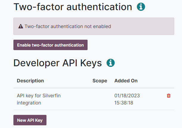 створення зовнішнього API-ключа Odoo для користувача Odoo