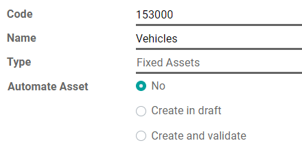 Налаштування рахунку активів в Odoo Accounting