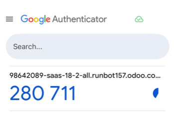Вигляд програми Google Authenticator із шестизначним кодом для 2fa.