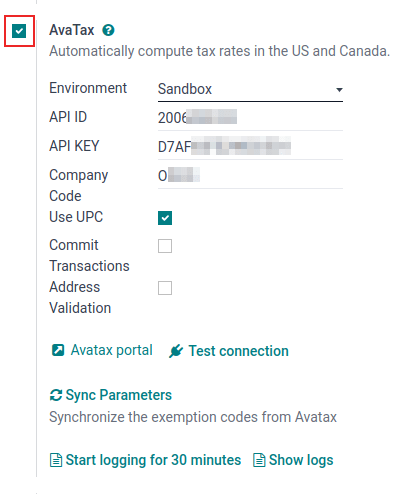 Налаштування параметрів AvaTax
