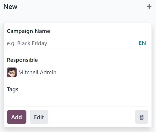Подання спливаючого вікна кампанії Kanban в Odoo Email-маркетинг.