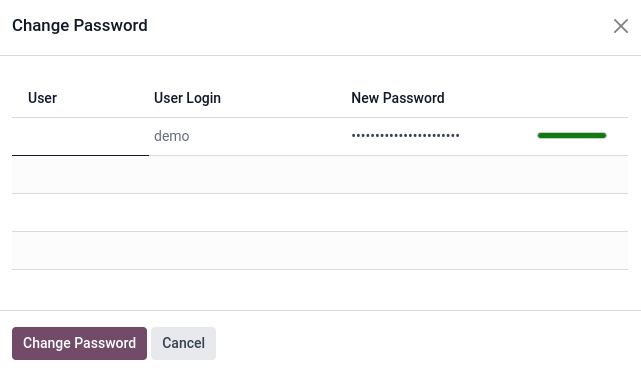 Зміна пароля користувача в Odoo.