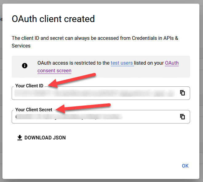Client ID і Client Secret для Google OAuth.
