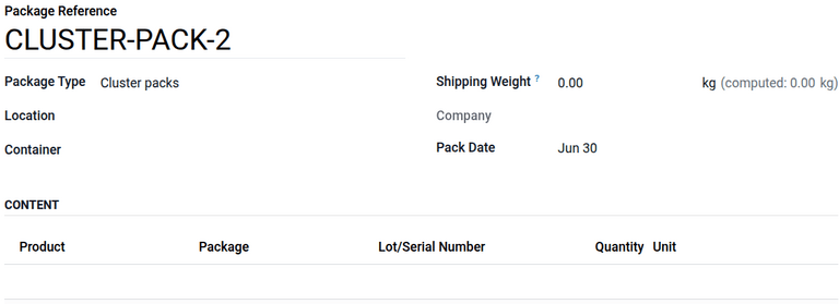 A package form to create a cluster pack.