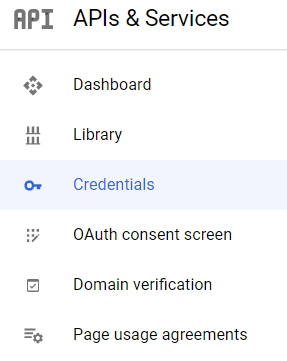 Меню кнопки Credentials.