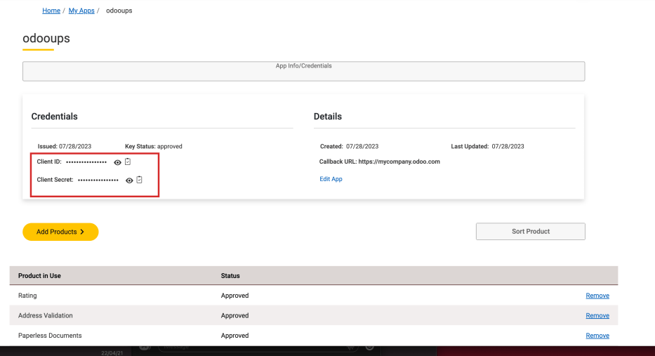Відобразити ключі "Client ID" та "Client Secret".