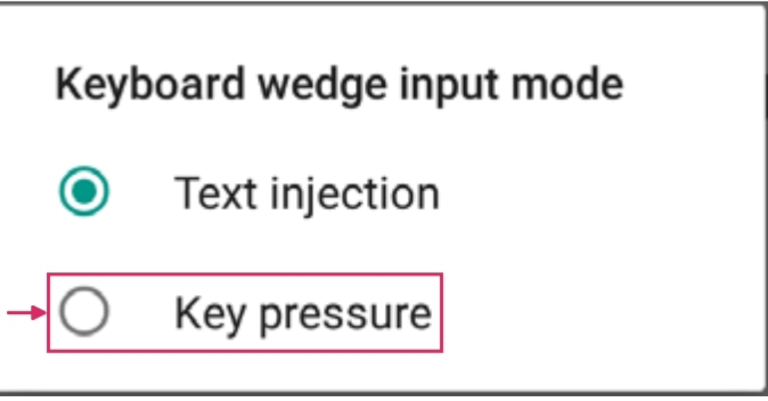 Вибір режиму введення Keyboard wedge на сканері Datalogic.