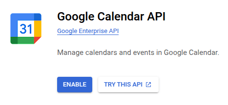 Увімкніть Google Calendar API.