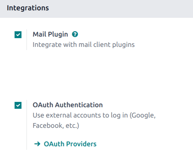 Налаштування увімкнення OAuth у застосунку Налаштування.