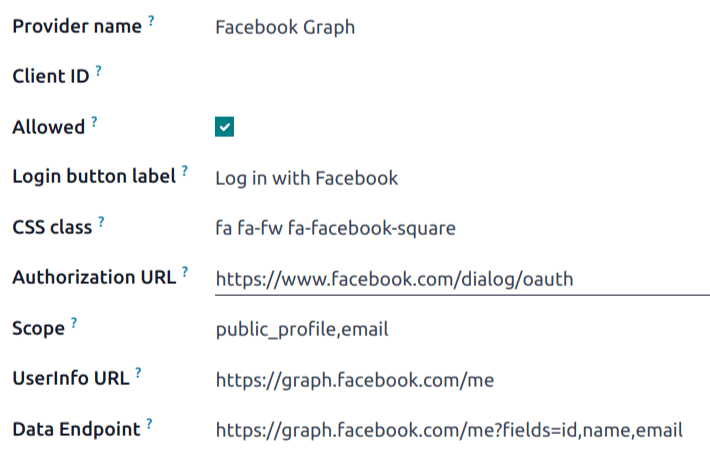 Запис Facebook Graph в Odoo.