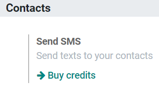 Купівля кредитів для SMS-маркетингу в налаштуваннях Odoo.