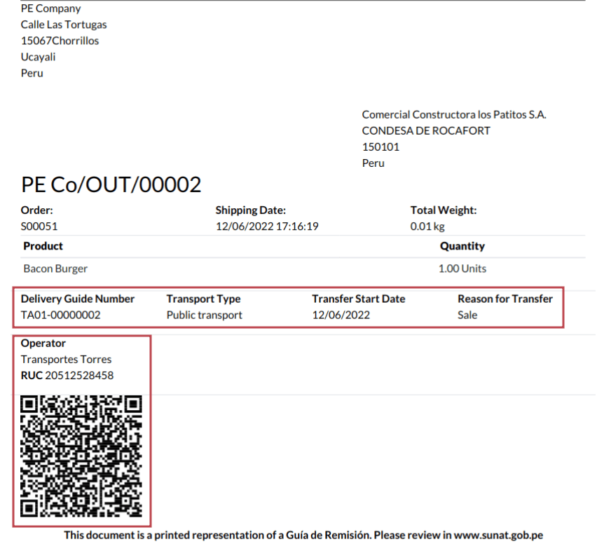 Деталі переказу та QR-код на згенерованій накладній.