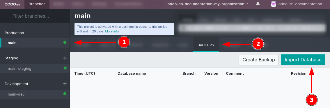 Імпорт резервної копії бази даних на Odoo.sh