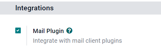 Funkce Mail Plugin v Nastavení.