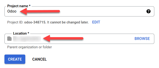 Назва проекту та розташування для Google OAuth.