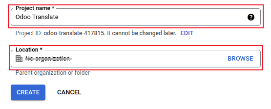 Назва проекту та розташування для Google OAuth.