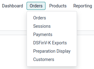 Меню для експорту DSFinV-K