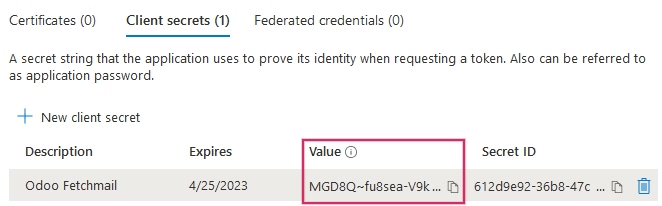 Client Secret Value або Value в облікових даних програми.