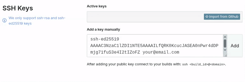 Ручне додавання SSH-ключа