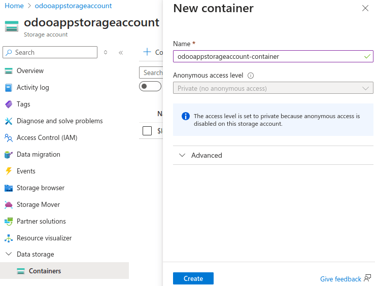 Створення контейнера сховища Microsoft Azure