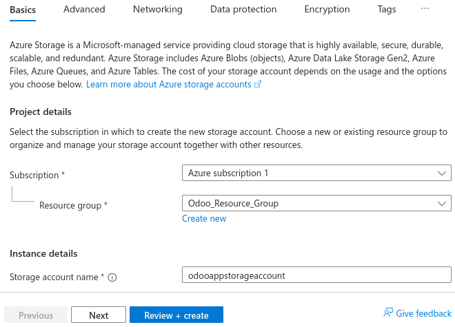 Створення облікового запису сховища Microsoft Azure
