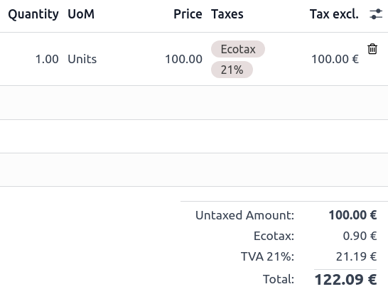 Ecotax додається до бази податку 21% VAT