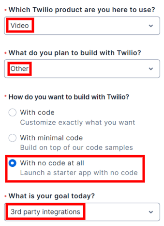 Вітальна сторінка Twilio.