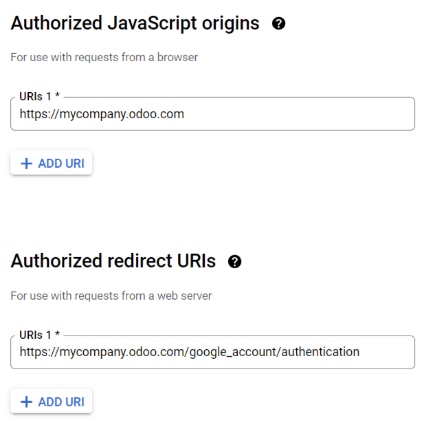 Додайте авторизовані джерела JavaScript та авторизовані URI перенаправлення.