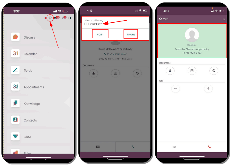 Вигляд додатка VoIP на мобільному пристрої.